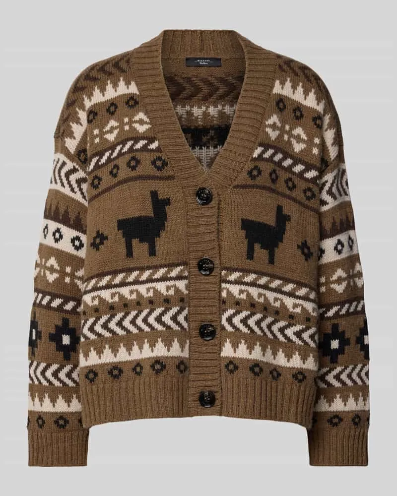 Max Mara Loose Fit Strickjacke mit Alpaka-Woll-Anteil Camel