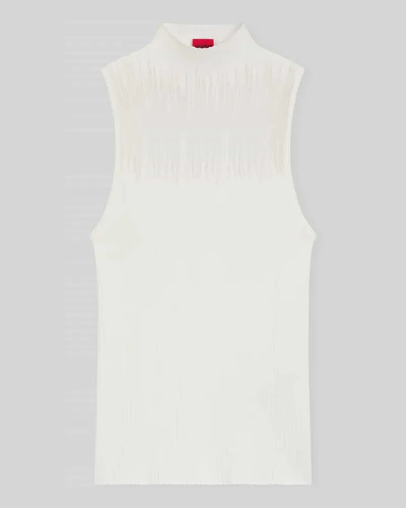 HUGO BOSS Slim Fit Top aus Viskose-Mix Modell 'Sieffy Offwhite