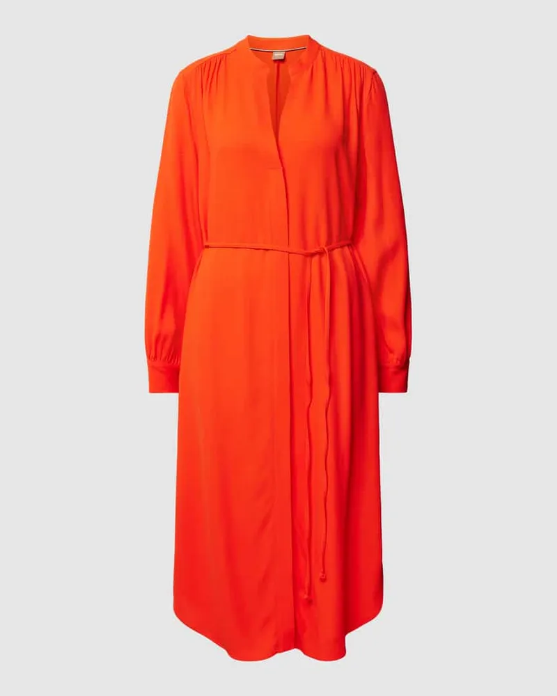 HUGO BOSS Tunikakleid aus Viskose mit Bindegürtel Modell 'Dibanorah Rot