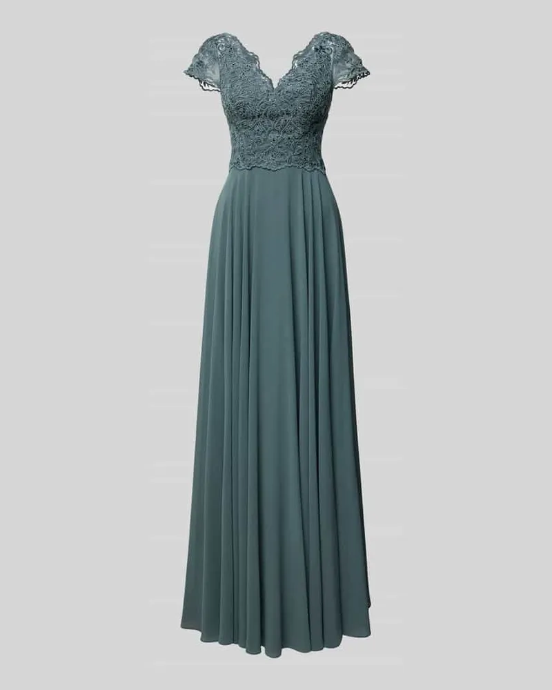 LUXUAR Abendkleid mit Spitzenbesatz Gruen