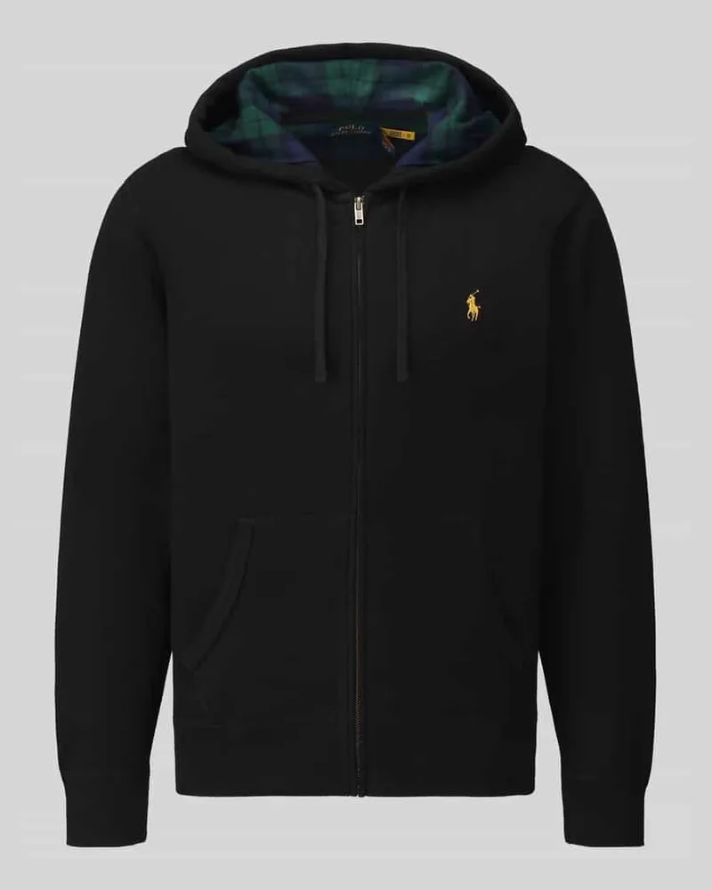 Ralph Lauren Sweatjacke mit kontrastiertem Kapuzenfutter Black