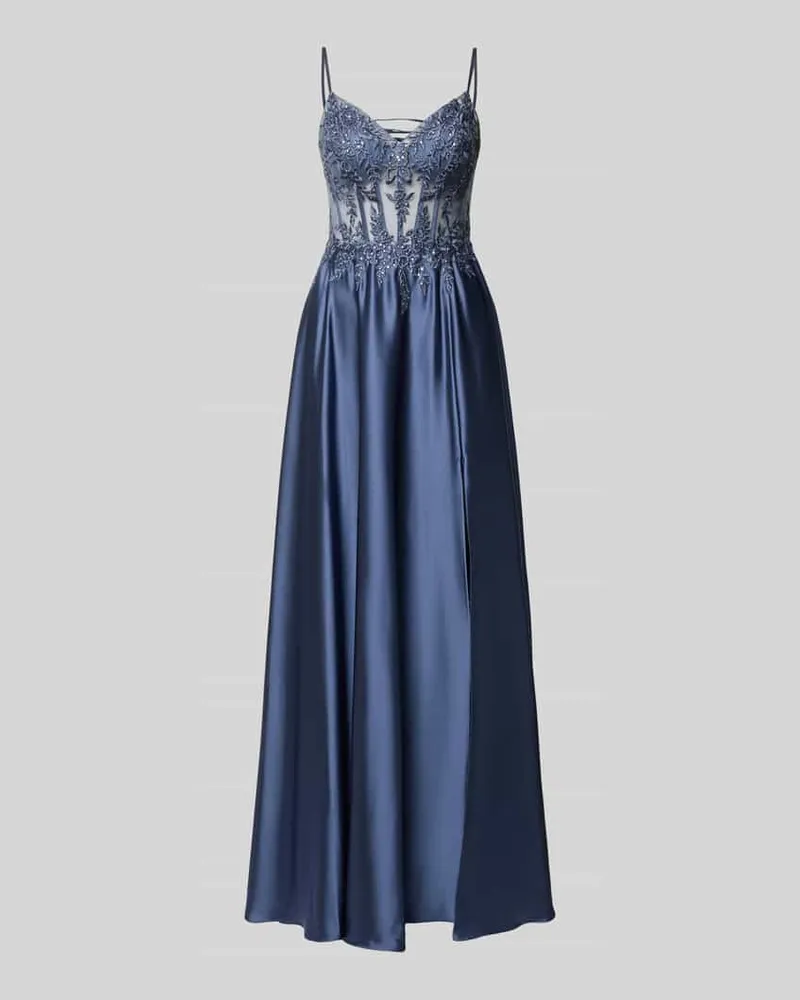 LUXUAR Corsagenkleid mit rückseitiger Schnürung Rauchblau