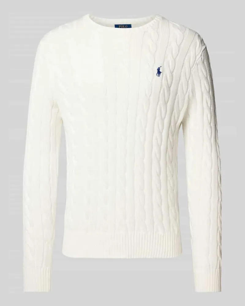 Ralph Lauren Strickpullover mit Zopfmuster Modell 'DRIVER Weiss