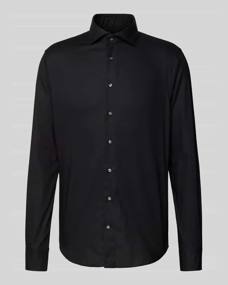 Profuomo Slim Fit Business-Hemd mit Haifischkragen Black