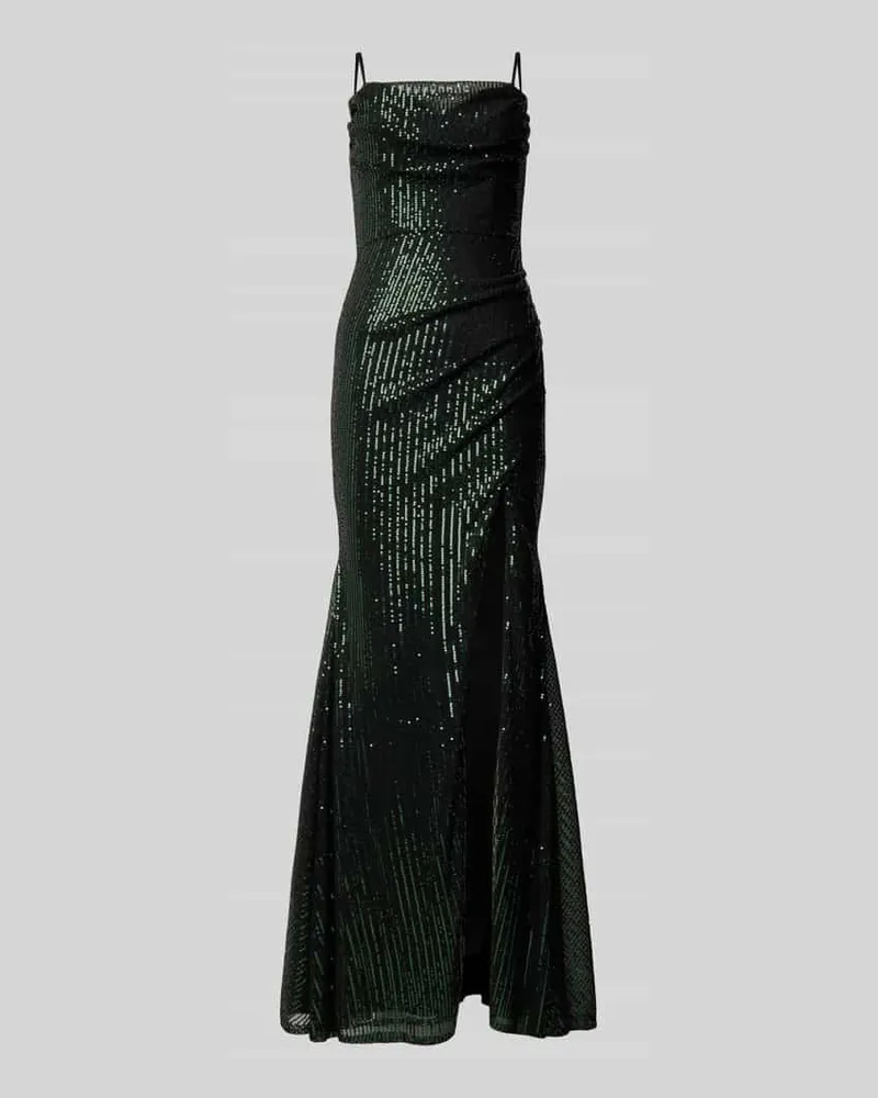LUXUAR Abendkleid mit Paillettenbesatz Dunkelgruen