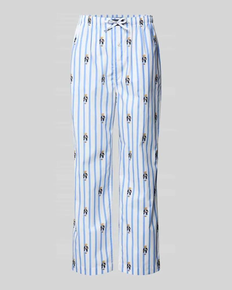 Ralph Lauren Comfort Fit Pyjama-Hose mit Polo-Bear-Muster Modell 'PJ PANT-SLEEP-BOTTOM Hellblau