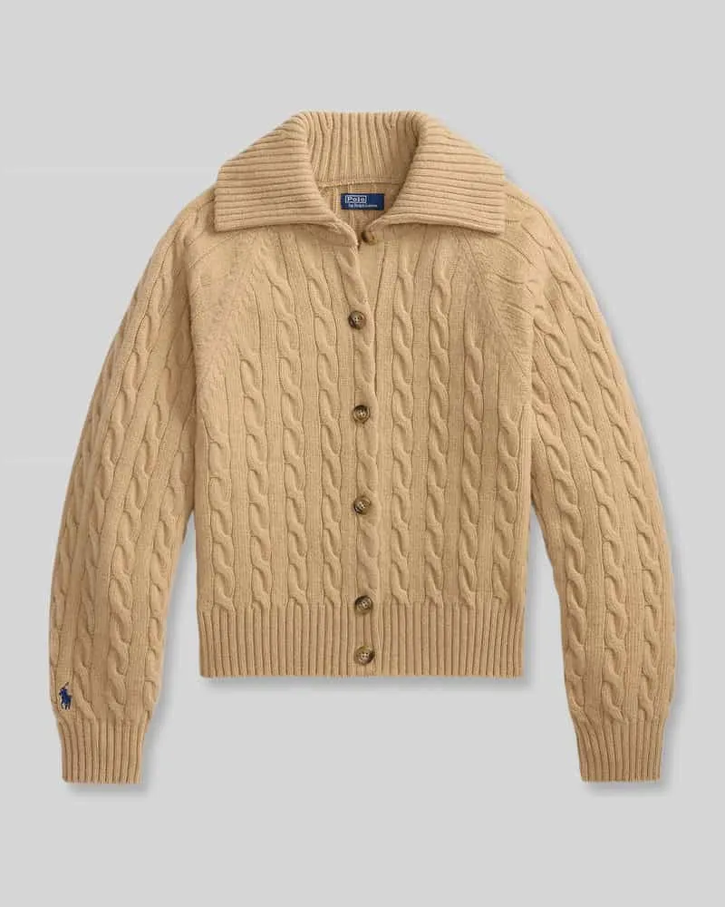 Ralph Lauren Regular Fit Strickjacke aus Woll-Kaschmir-Mix Hellbraun
