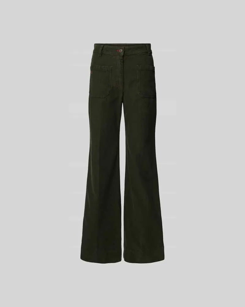 Victoria Beckham High Rise Wide Fit Cordhose aus Cord Khaki
