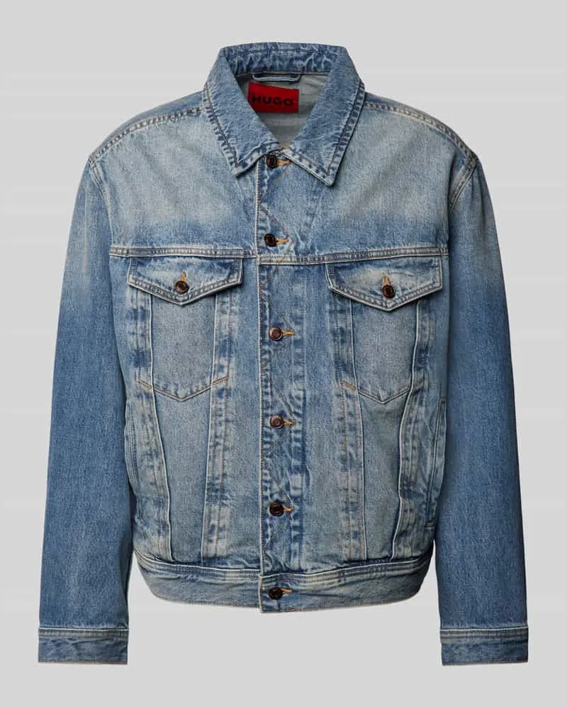 HUGO BOSS Jeansjacke mit Label-Detail Jeansblau