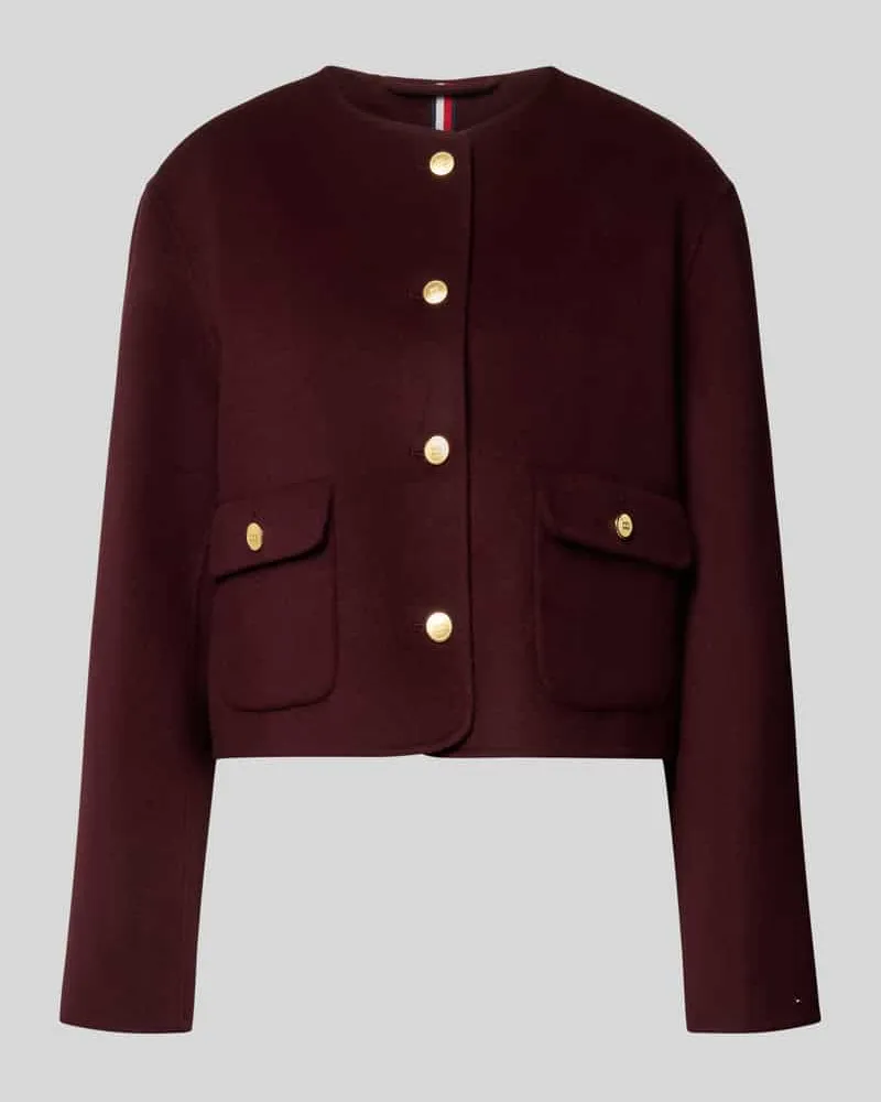 Tommy Hilfiger Regular Fit Kurzblazer aus Woll-Mix Bordeaux
