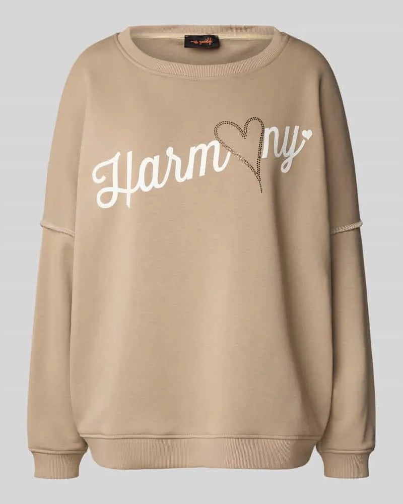 Miss Goodlife Sweatshirt mit Statement-Print und Rundhalsausschnitt Sand