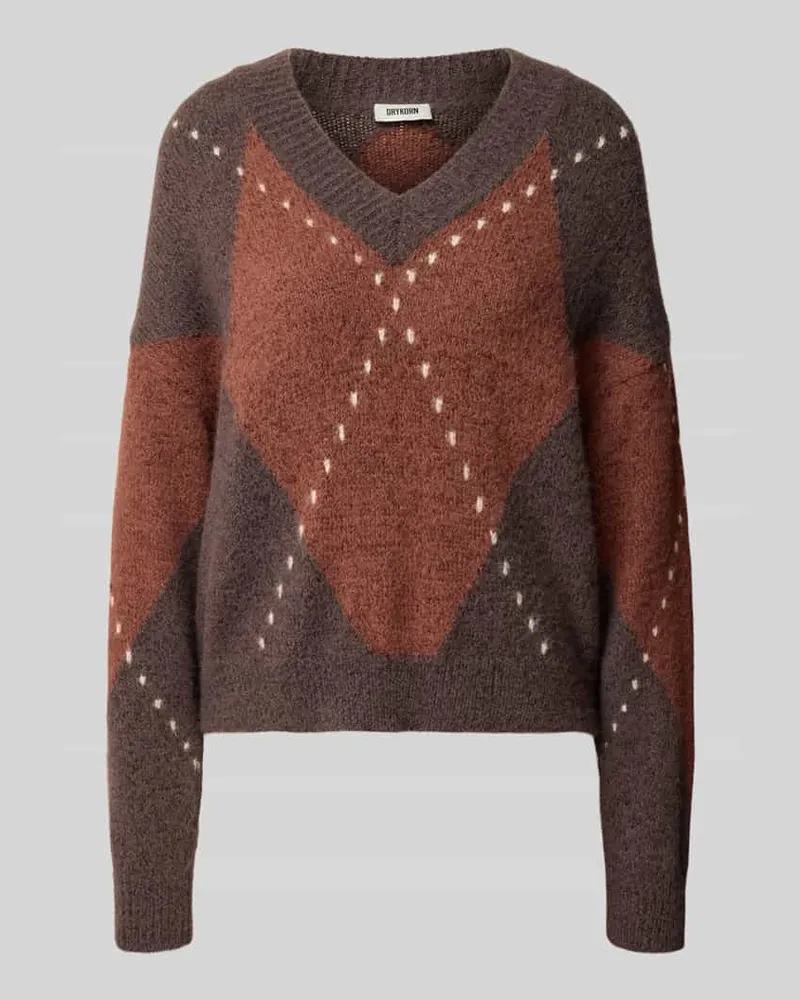 Drykorn Relaxed Fit Strickpullover aus Woll-Mix mit Alpaka-Anteil Dunkelbraun