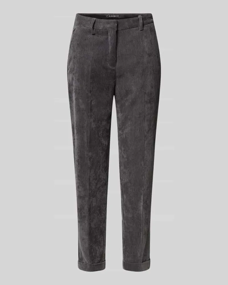 Cambio Cordhose mit Bügelfalten Modell 'KRYSTAL Dunkelgrau