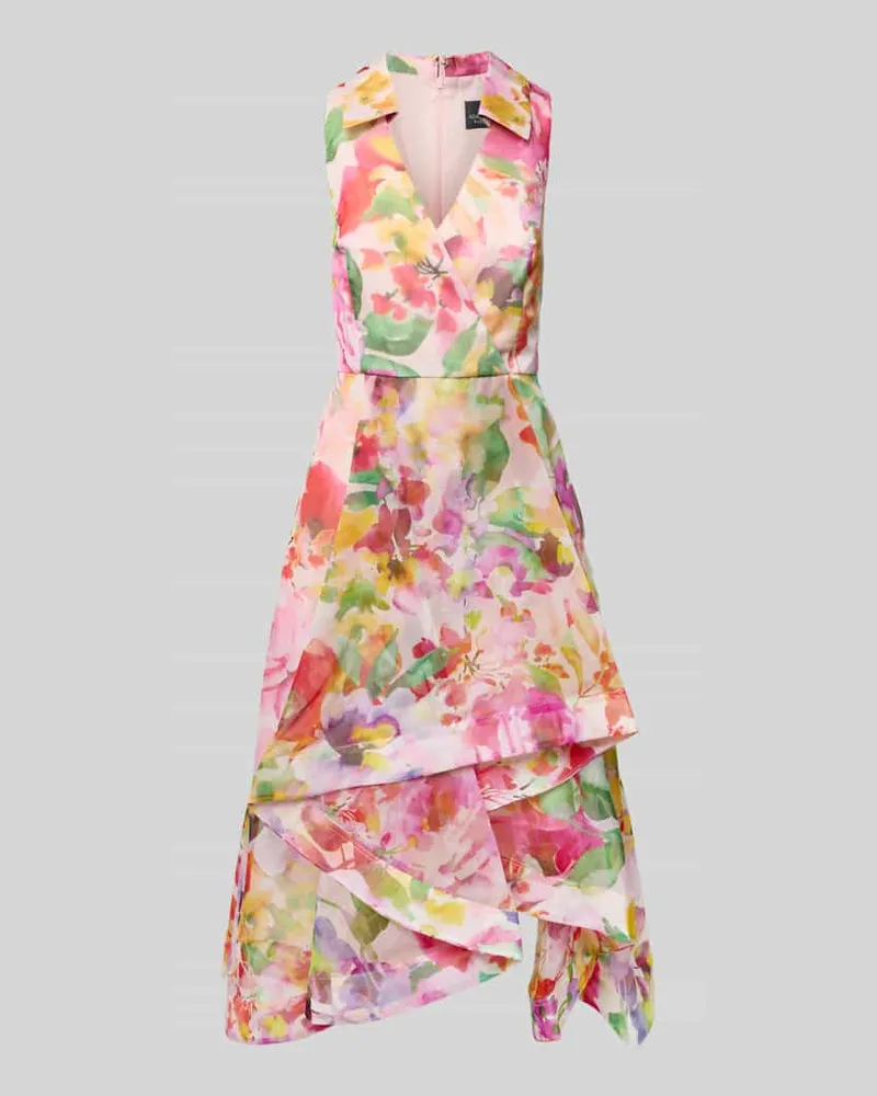 Adrianna Papell Cocktailkleid mit Umlegekragen und V-Ausschnitt Pink