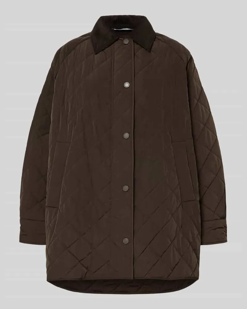 Max Mara Oversized Steppmantel mit Cordkragen Modell 'PEPATO Schoko