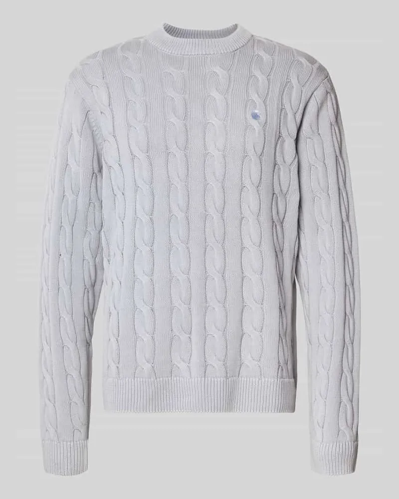 Carhartt WIP Strickpullover mit Zopfmuster und Label-Stitching Rauchblau