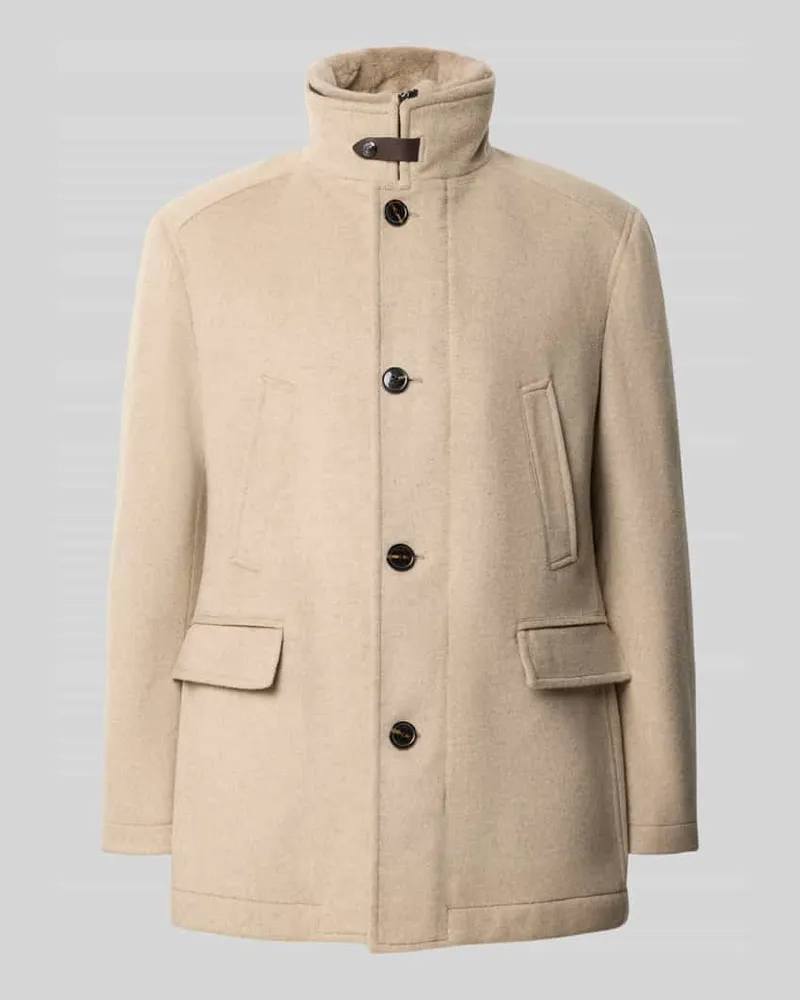 JOOP! Regular Fit Mantel mit Stehkragen Modell 'Gary Beige