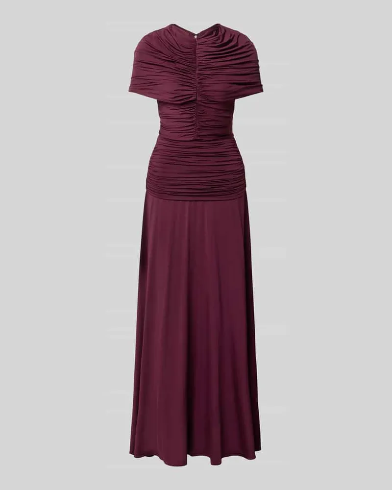 Self-Portrait Abendkleid aus Viskose-Mix mit Raffungen Bordeaux
