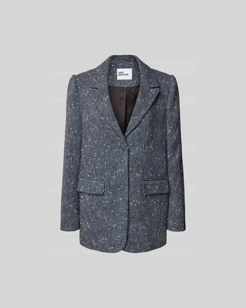 Self-Portrait Longblazer mit Woll-Anteil Blau