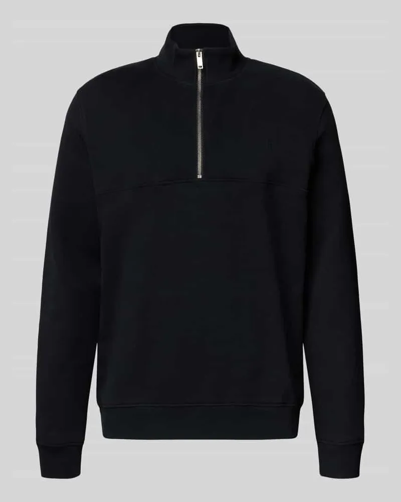 Armedangels Regular Fit Troyer aus reiner Baumwolle 'WAARLO FLEECE Black