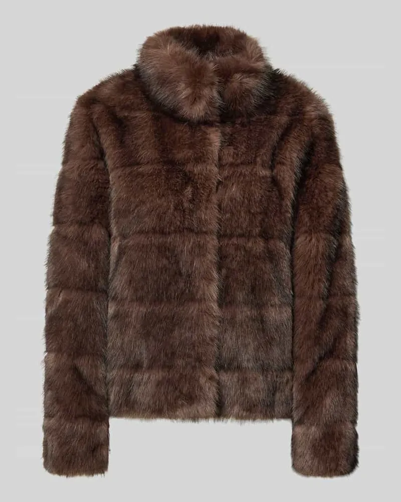 PETITE M. Jacke aus Kunstfell mit Steppnähten Dunkelbraun