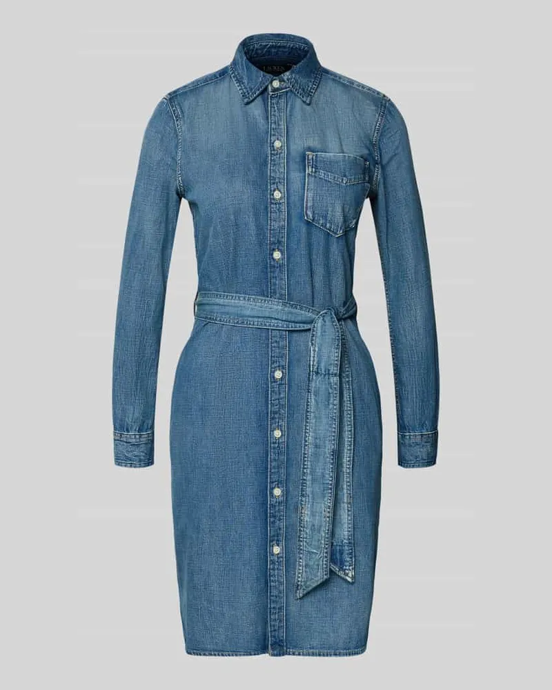 Ralph Lauren Knielanges Jeanskleid mit Bindegürtel Modell 'JAMEIKA Jeansblau