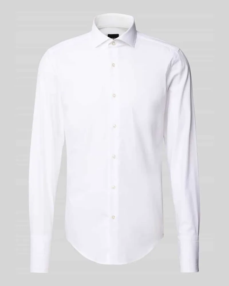 HUGO BOSS Slim Fit Business-Hemd mit Haifischkragen Modell 'Hank Weiss