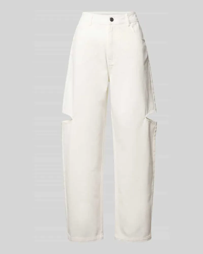 Karo Kauer Barrel Jeans mit seitlichen Cut Outs Offwhite