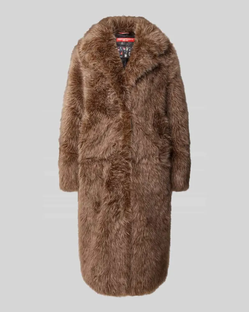 Frieda & Freddies Teddymantel mit voluminöser Felloptik Mittelbraun