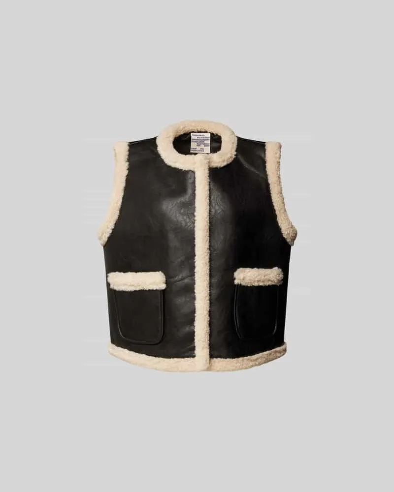 Baum und Pferdgarten Weste mit Teddyfellbesatz Black