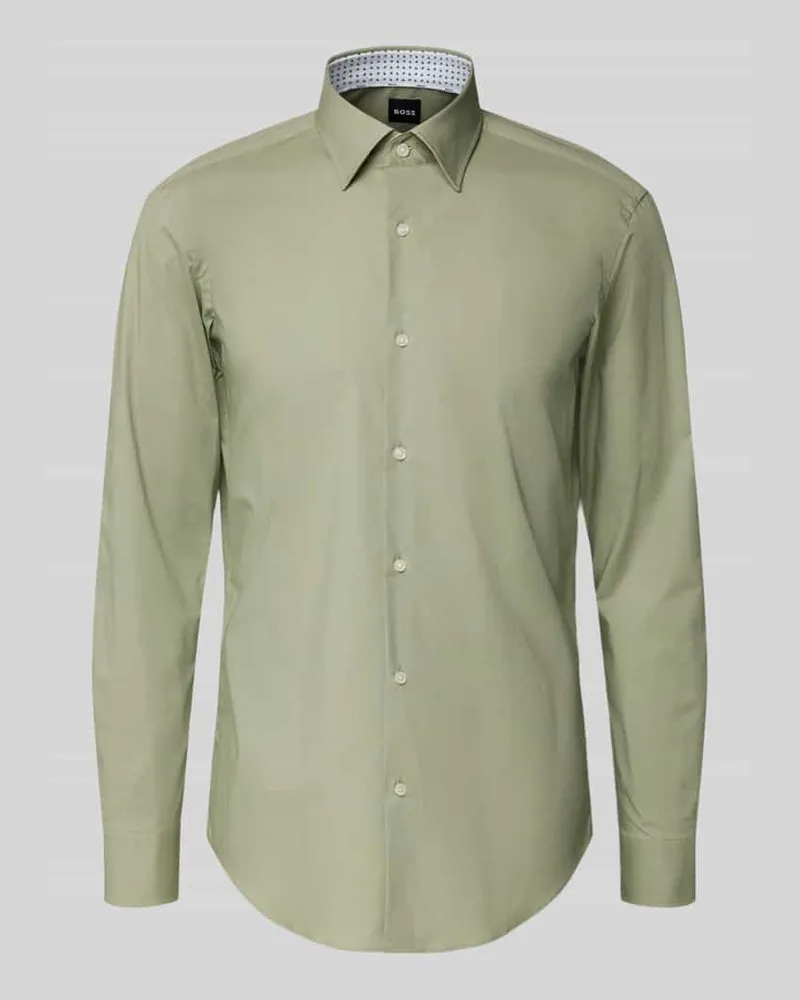 HUGO BOSS Regular Fit Businesshemd aus Baumwoll-Elasthan-Mix Gruen