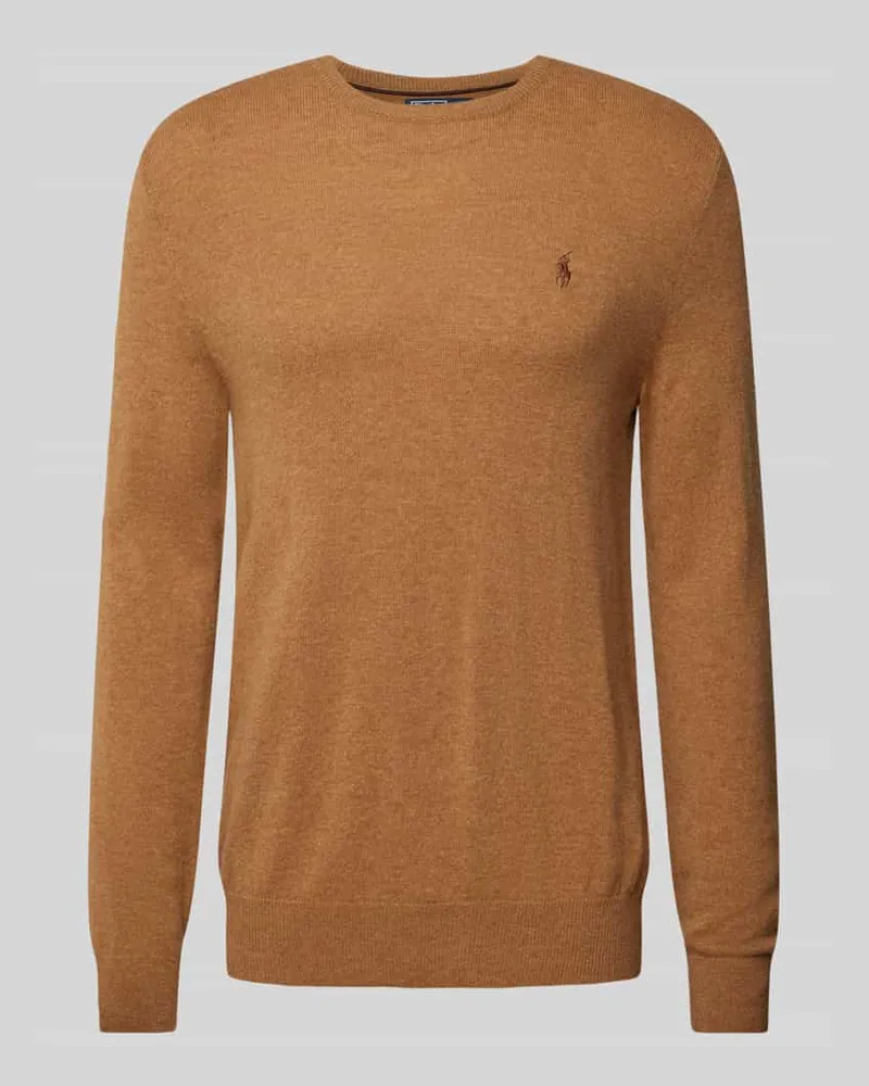 Ralph Lauren Strickpullover aus Lanawolle mit Rundhalsausschnitt Hellbraun