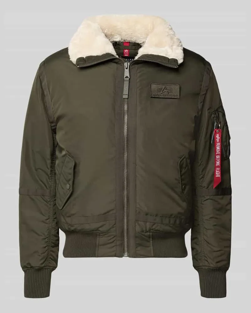 Alpha Industries Bomberjacke mit Label-Patch und Kentkragen Dunkelgruen