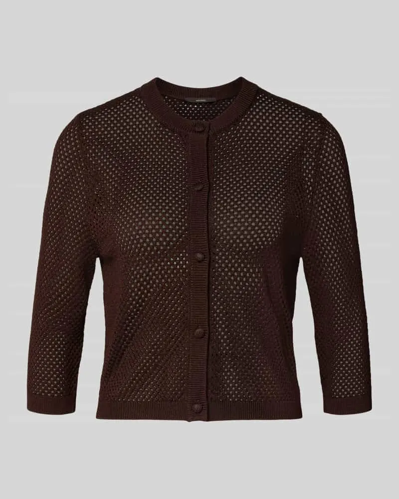 windsor. Semitransparente Strickjacke mit 3/4-Arm Dunkelbraun