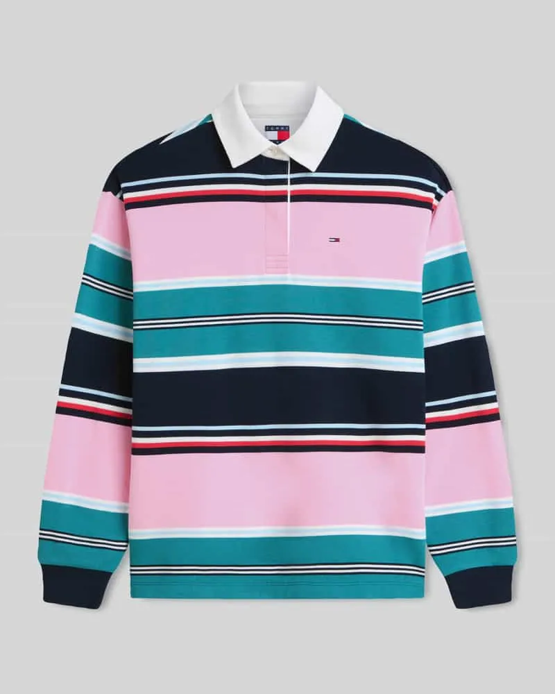 Tommy Hilfiger Relaxed Fit Rugbyshirt aus reiner Baumwolle Pink