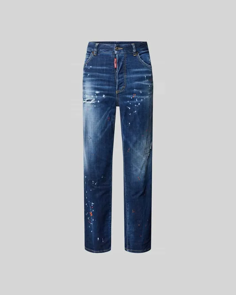 Dsquared2 Straight Fit Jeans im Destroyed-Look Marine