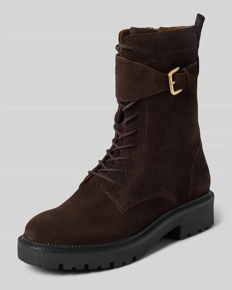 Gant Schnürboots aus Rindsvelours mit Schnallenverschluss Dunkelbraun