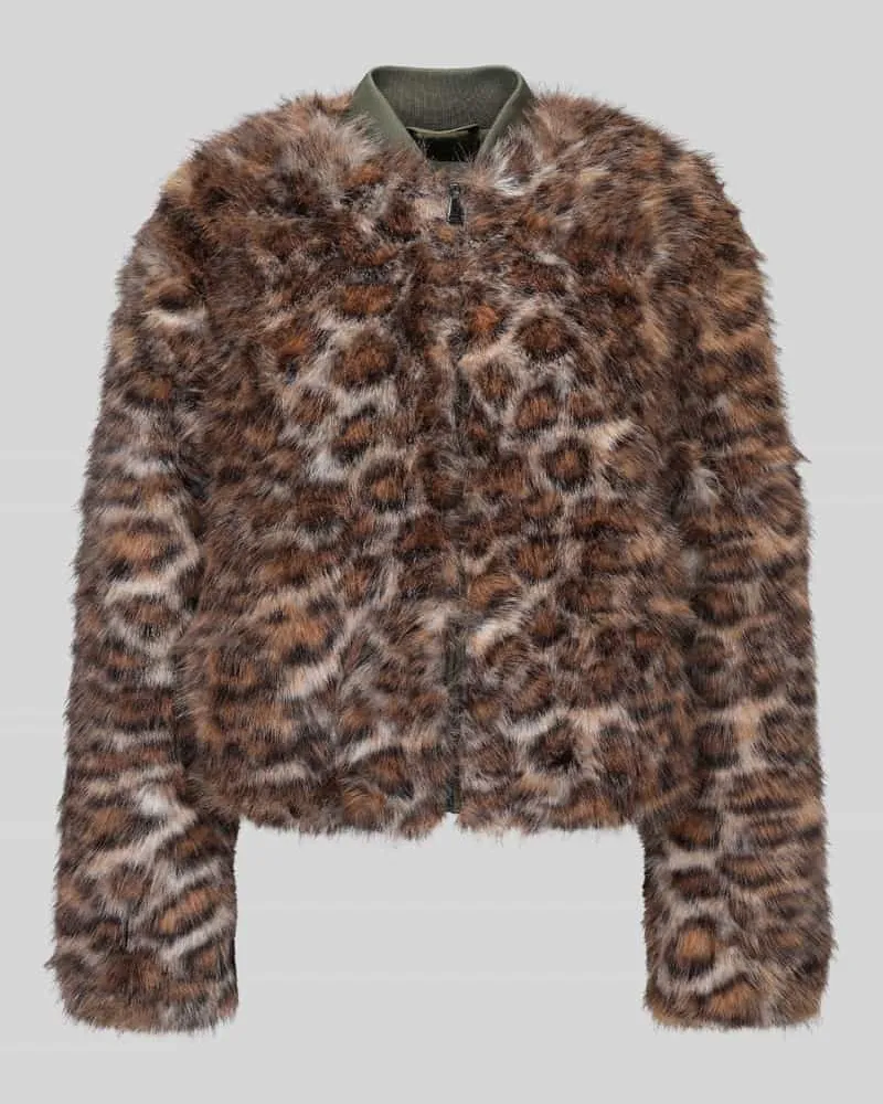 S.Oliver Webpelzjacke mit Baseballkragen Dunkelbraun