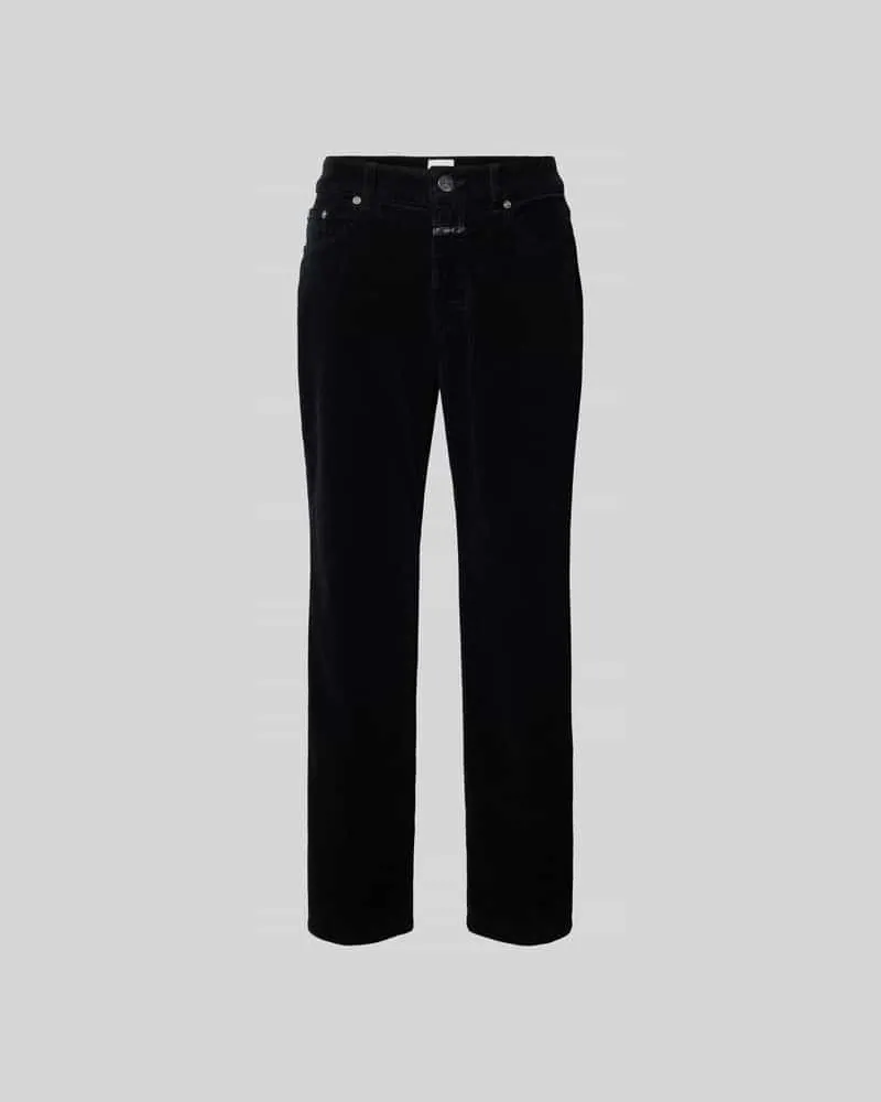 Closed Regular Fit Cordhose mit Logo-Patch Black