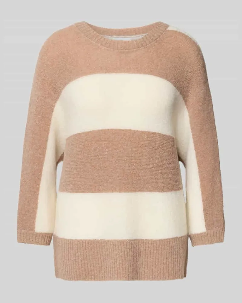 Fynch-Hatton Strickpullover mit Rundhalsausschnitt Hellbraun
