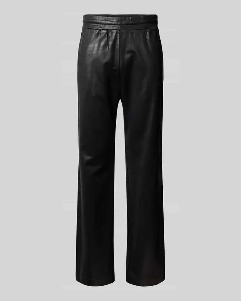Diesel Flared Fit Kunstlederhose aus Baumwoll-Mix Black