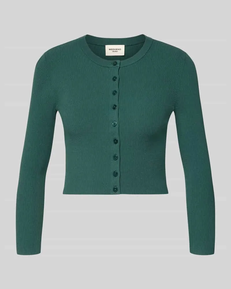 Max Mara Slim Fit Strickjacke aus Viskose-Mix Modell 'WKDTENNIS Dunkelgruen