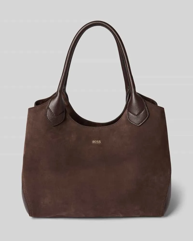 HUGO BOSS Shopper aus Rindsvelours Dunkelbraun