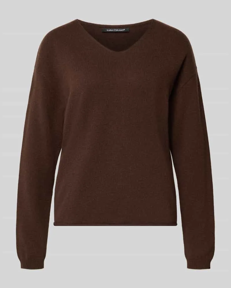 Luisa Cerano Strickpullover aus Baumwoll-Kaschmir-Mix Dunkelbraun