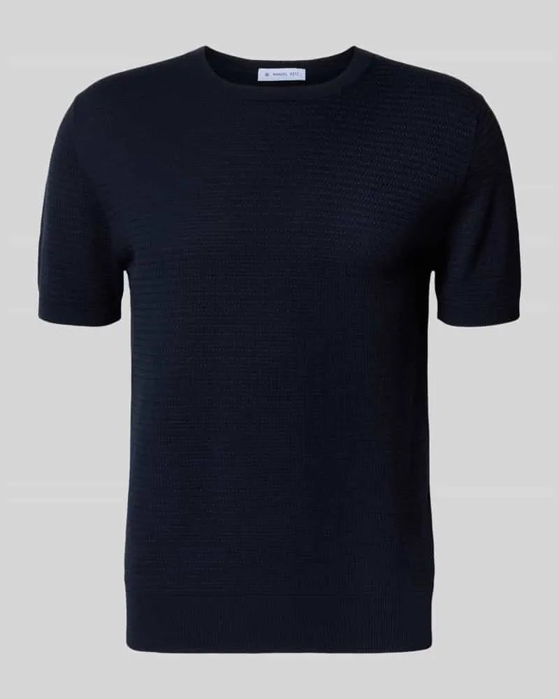 Manuel Ritz Strickshirt mit Rundhalsausschnitt Marine
