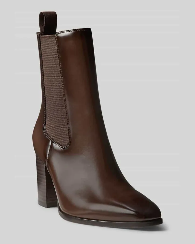 Ralph Lauren Stiefelette aus echtem Leder mit Logo-Detail Dunkelbraun