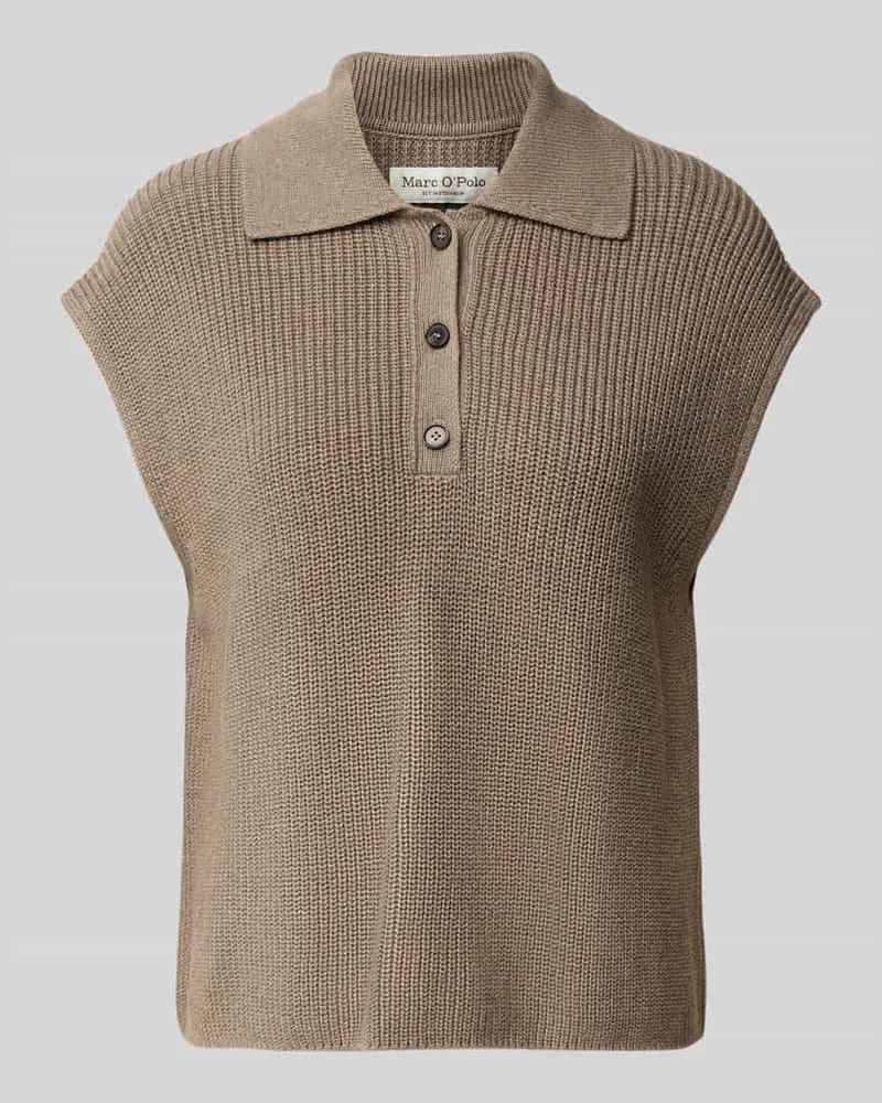Marc O'Polo Strickpullunder mit Polokragen Taupe