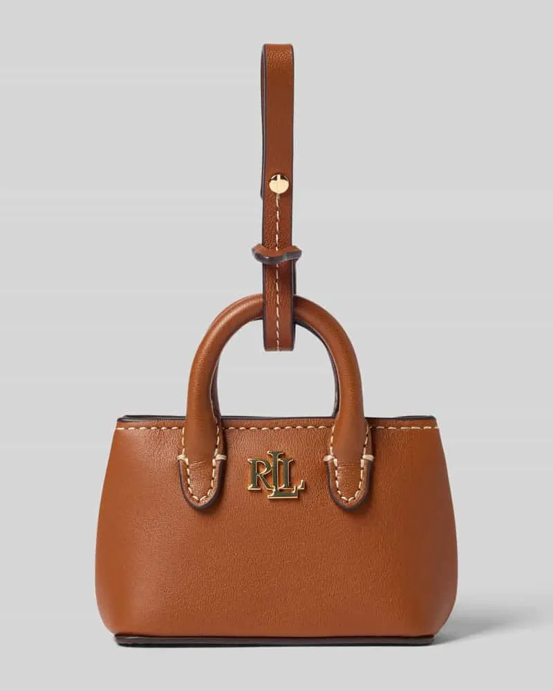 Ralph Lauren Anhänger aus Leder mit Label-Applikation Cognac