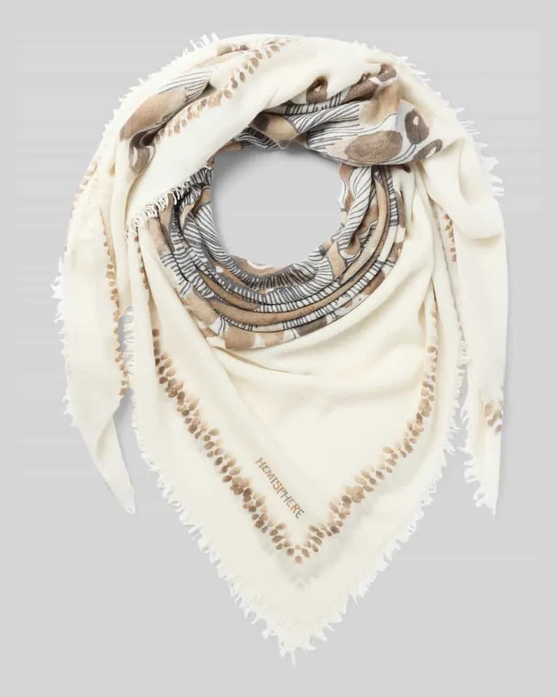 hemisphere Tuch aus Kaschgora-Mix im Allover-Look Offwhite