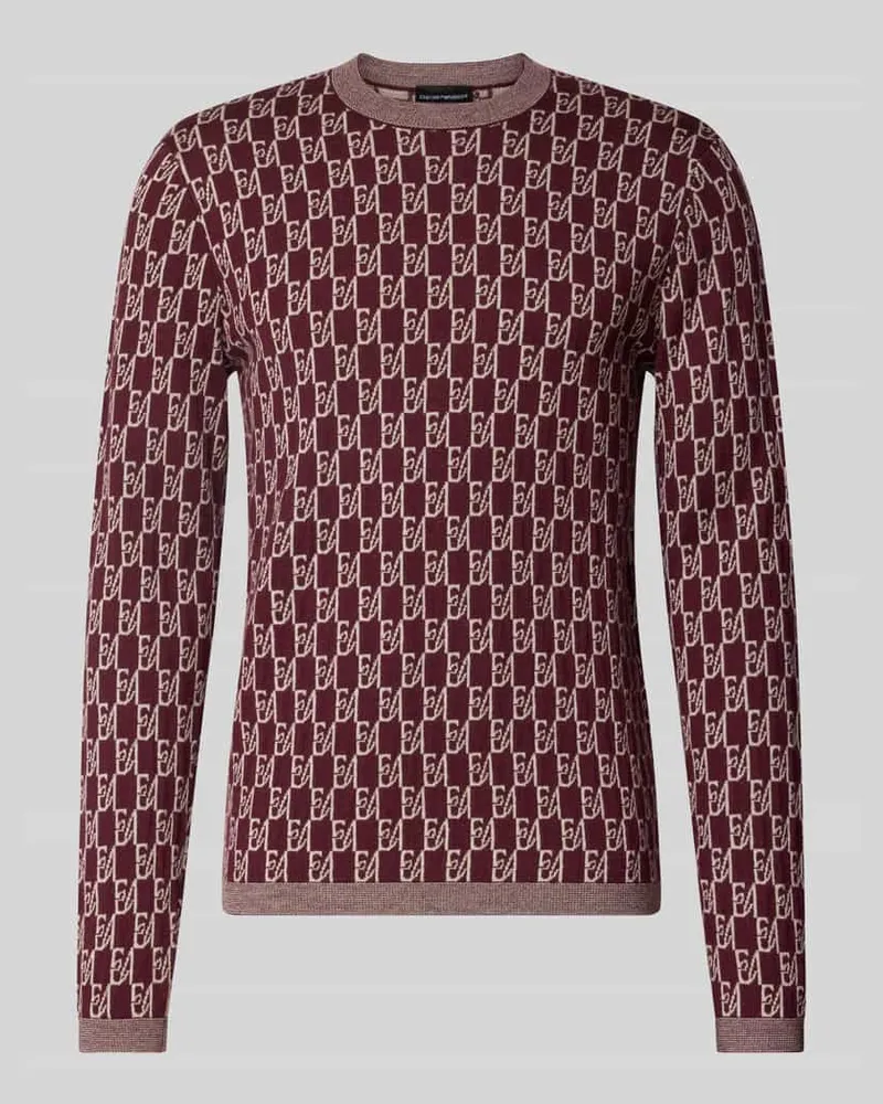 Emporio Armani Slim Fit Pullover in Strick-Optik Bordeaux